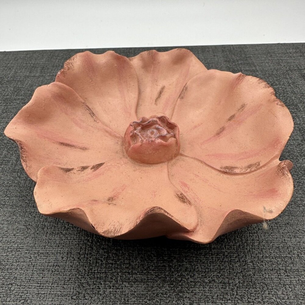 Flower Petal Shaped Pink Trinket Dish Floral 5" Jewelry Ring Bowl Tabletop Decor